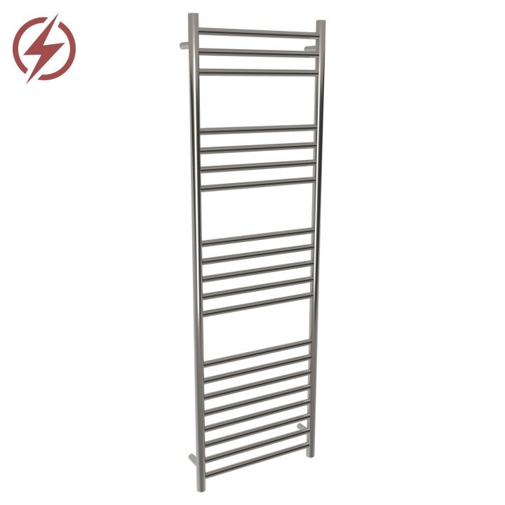 500mm (w) x 1600mm (h) Electric Brushed Stainless Steel Towel Rail (Single Heat or Thermostatic Option)