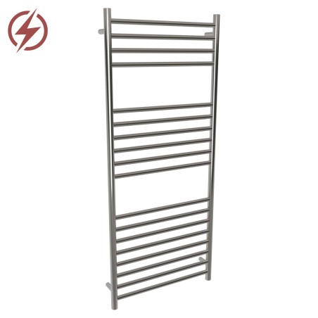 600mm (w) x 1400mm (h) Electric Brushed Stainless Steel Towel Rail (Single Heat or Thermostatic Option)
