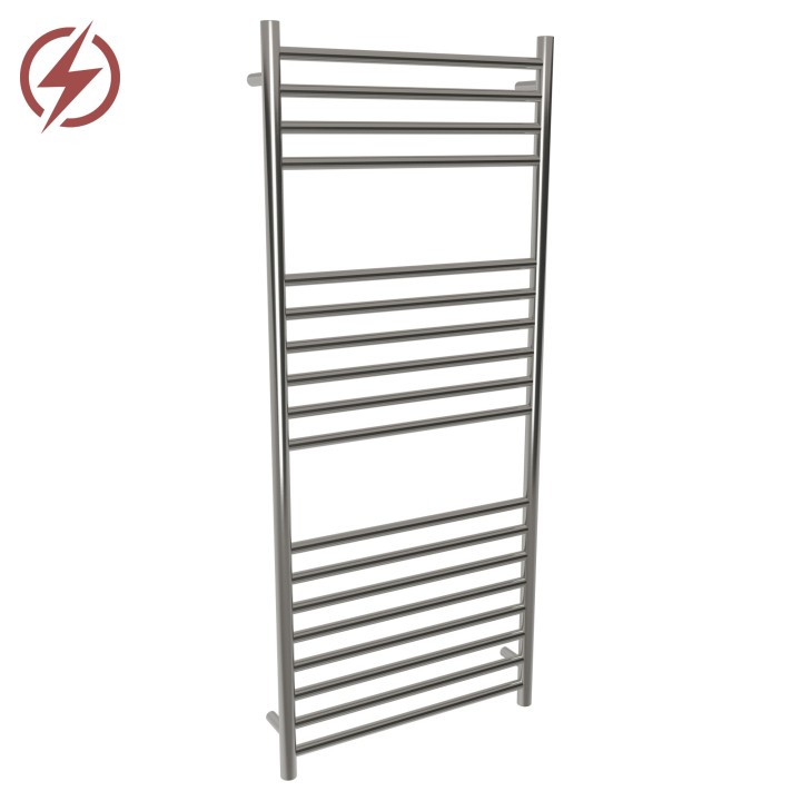600mm (w) x 1400mm (h) Electric Brushed Stainless Steel Towel Rail (Single Heat or Thermostatic Option)