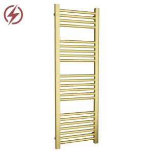 400mm (w) x 1200mm (h) Electric Straight Brushed Brass Towel Rail (Single Heat Or Thermostatic Option)