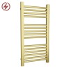 400mm (w) x 800mm (h) Electric Straight Brushed Brass Towel Rail (Single Heat Or Thermostatic Option)