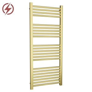 500mm (w) x 1200mm (h) Electric Straight Brushed Brass Towel Rail (Single Heat Or Thermostatic Option)
