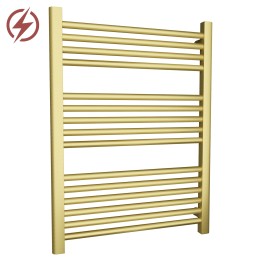 600mm (w) x 800mm (h) Electric Straight Brushed Brass Towel Rail (Single Heat Or Thermostatic Option)