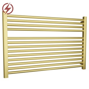 900mm (w) x 600mm (h) Electric Straight Brushed Brass Towel Rail (Single Heat Or Thermostatic Option)