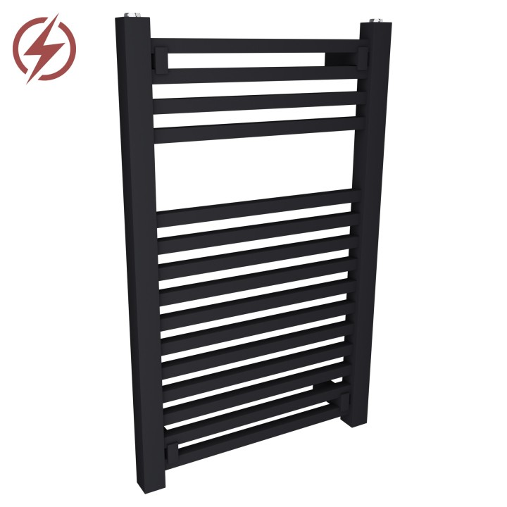 500mm x 800mm Electric Atlas Black Heated Towel Rails