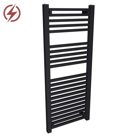 500mm x 1200mm Electric Atlas Black Heated Towel Rails
