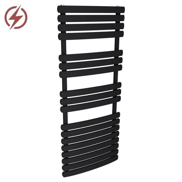 500mm (w) x 1200mm (h) Electric Castell Black Towel Rail