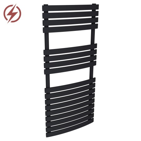 500mm (w) x 1106mm (h) Electric Solar Black  Towel Rails