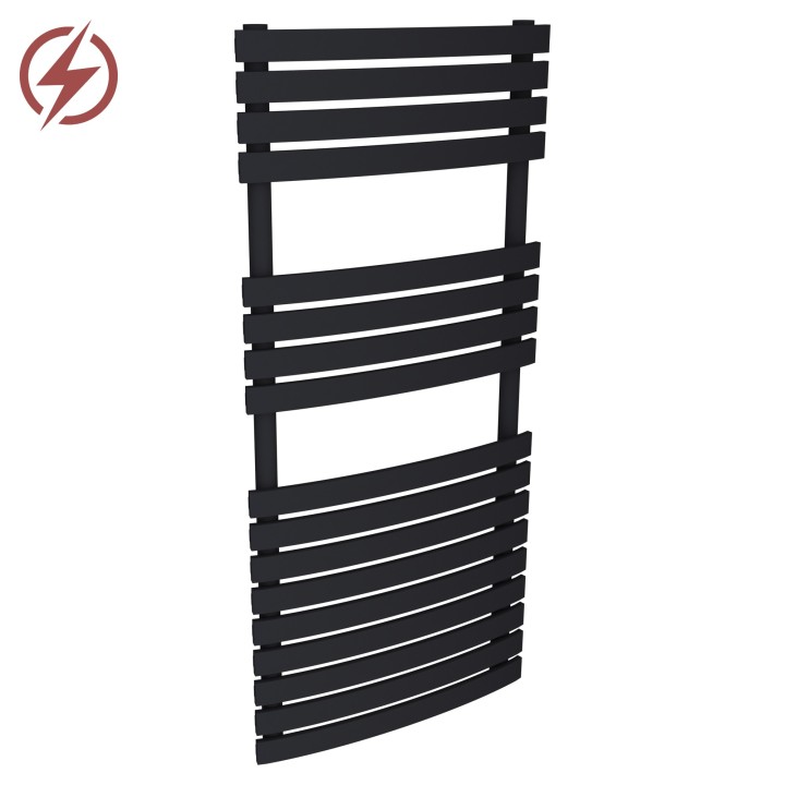500mm (w) x 1106mm (h) Electric Solar Black  Towel Rails