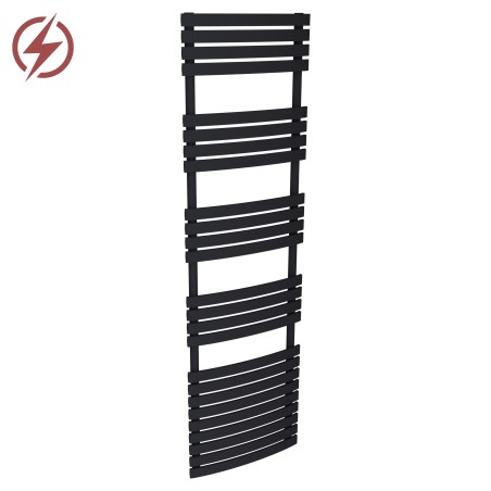 500mm (w) x 1742mm (h) Electric Solar Black  Towel Rails
