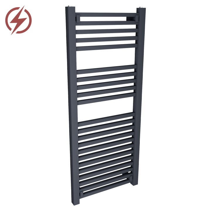 500mm x 1200mm Electric Atlas Anthracite Heated Towel Rails