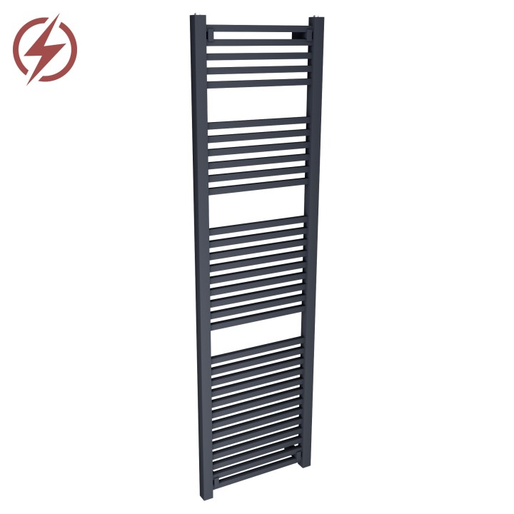 500mm x 1800mm Electric Atlas Anthracite Heated Towel Rails