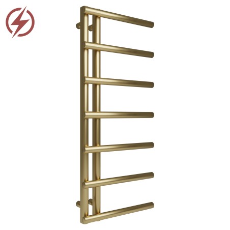 500mm (w) x 1200mm (h) Mira Brushed Brass Electric Towel Rails