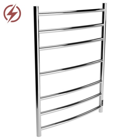 600mm (w) x 800mm (h) Curva Polished Stainless Steel Dry Electric Towel Rail (In-Built Controller)