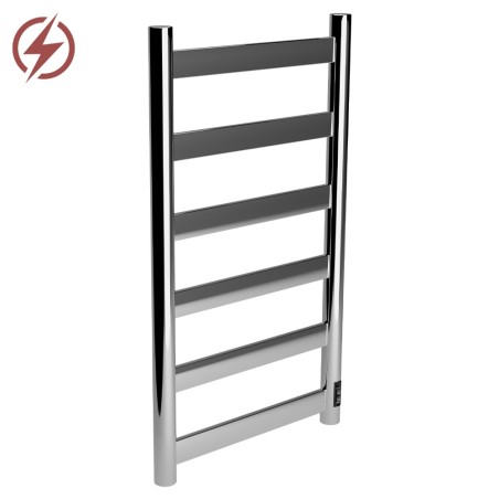 400mm (w) x 700mm (h) Strata Polished Stainless Steel Flat Bar Dry Electric Towel Rail (In-Built Controller)