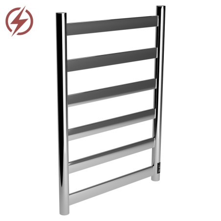 500mm (w) x 700mm (h) Strata Polished Stainless Steel Flat Bar Dry Electric Towel Rail (In-Built Controller)