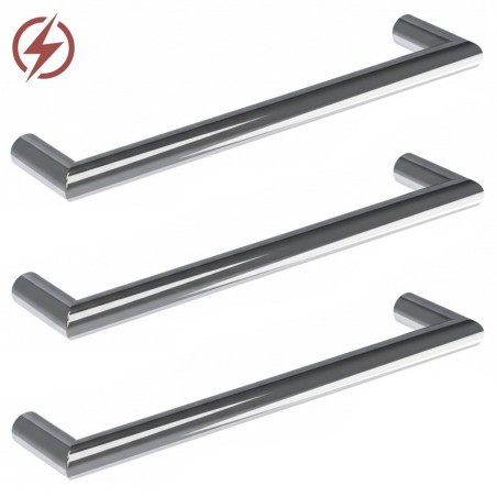 550mm(w) Round Polished Stainless Steel Heated Electric Towel Bars (Pack of 3)