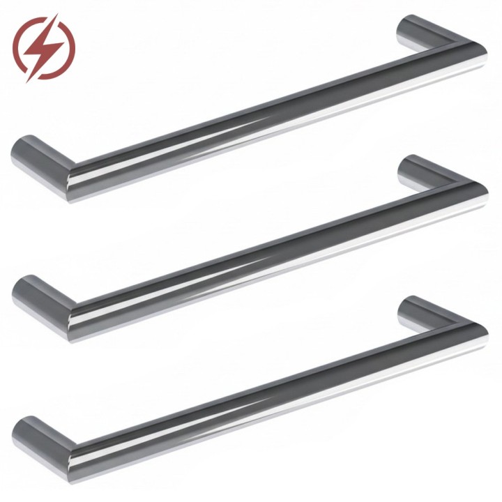 550mm(w) Round Polished Stainless Steel Heated Electric Towel Bars (Pack of 3)