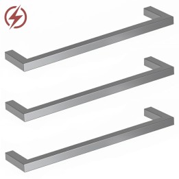 550mm(w) Square Polished Stainless Steel Heated Electric Towel Bars (Pack of 3)