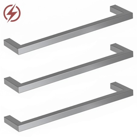 550mm(w) Square Polished Stainless Steel Heated Electric Towel Bars (Pack of 3)