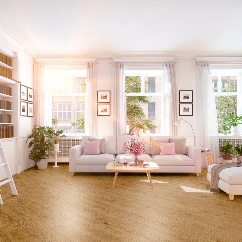 Country Oak - Click Plus Wood Luxury Vinyl Flooring - 228mm x 1220mm - Insitu