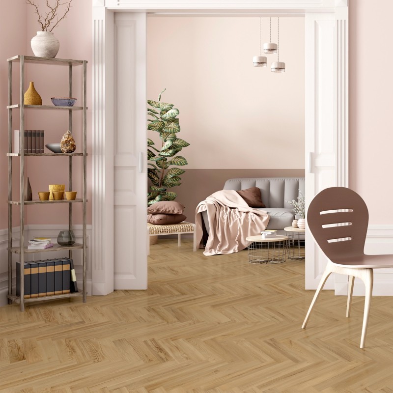 Luvanto Golden Oak - Premium Click Plus Herringbone Luxury Vinyl Flooring - 126mm x 630mm - Insitu
