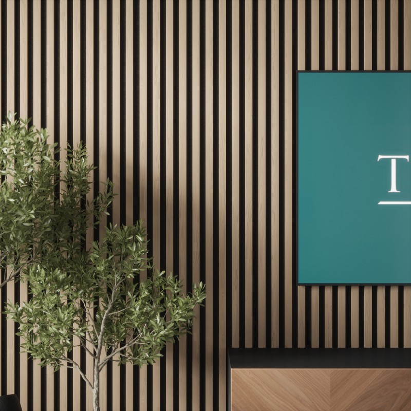 Tuscan Natural Oak Acoustic Slat Wall Panel - 2400mm x 608mm