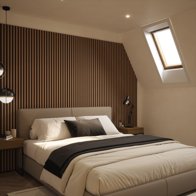 Tuscan Smoked Oak Acoustic Slat Wall Panel - 2400mm x 608mm - Single