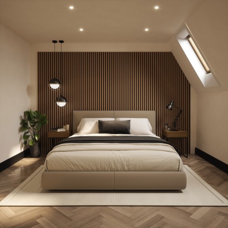 Tuscan Smoked Oak Acoustic Slat Wall Panel - 2400mm x 608mm - Insitu