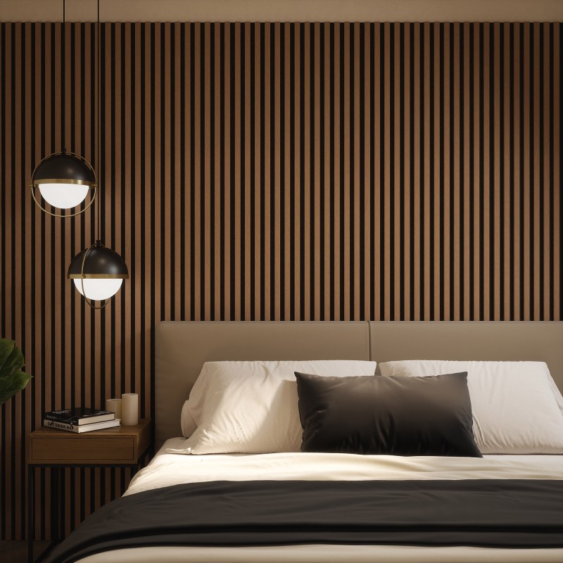 Tuscan Smoked Oak Acoustic Slat Wall Panel - 2400mm x 608mm - Single