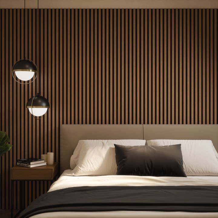 Tuscan Smoked Oak Acoustic Slat Wall Panel - 2400mm x 608mm - Single