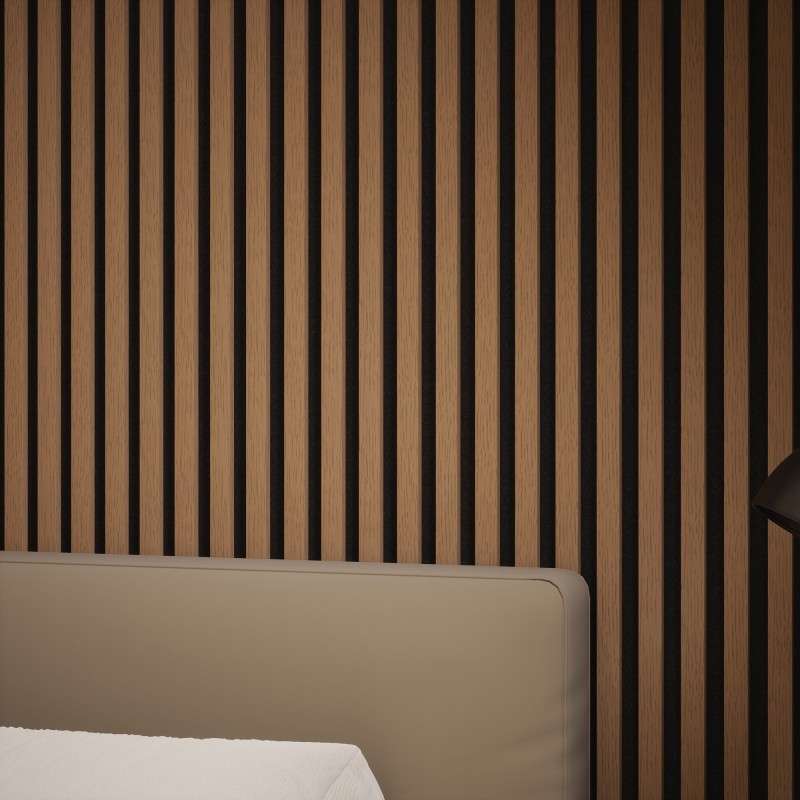 Tuscan Smoked Oak Acoustic Slat Wall Panel - 2400mm x 608mm - Single