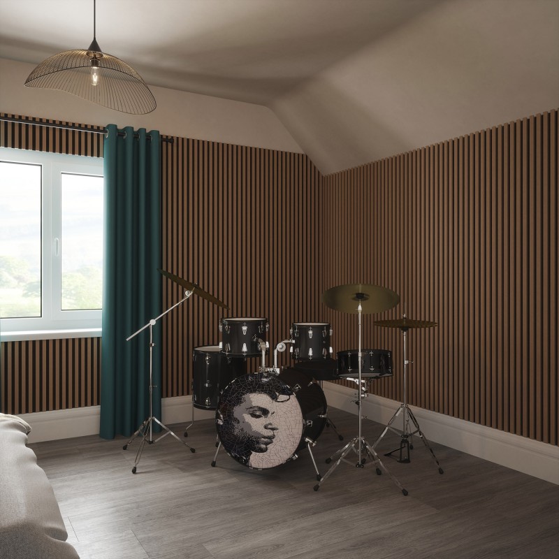Tuscan Smoked Oak Acoustic Slat Wall Panel - 2400mm x 608mm - Single