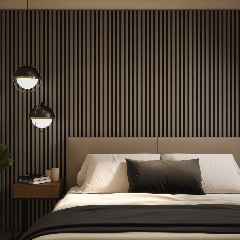 Tuscan Misty Grey Acoustic Slat Wall Panel - 2400mm x 608mm - Single