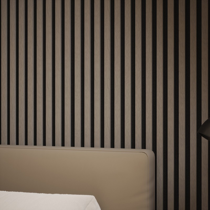 Tuscan Misty Grey Acoustic Slat Wall Panel - 2400mm x 608mm - Single