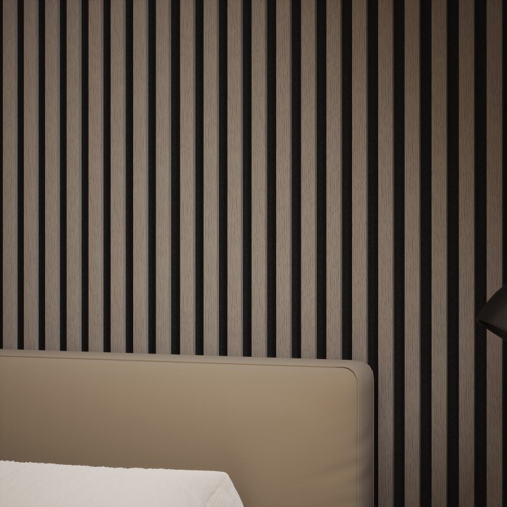Tuscan Misty Grey Acoustic Slat Wall Panel - 2400mm x 608mm - Single