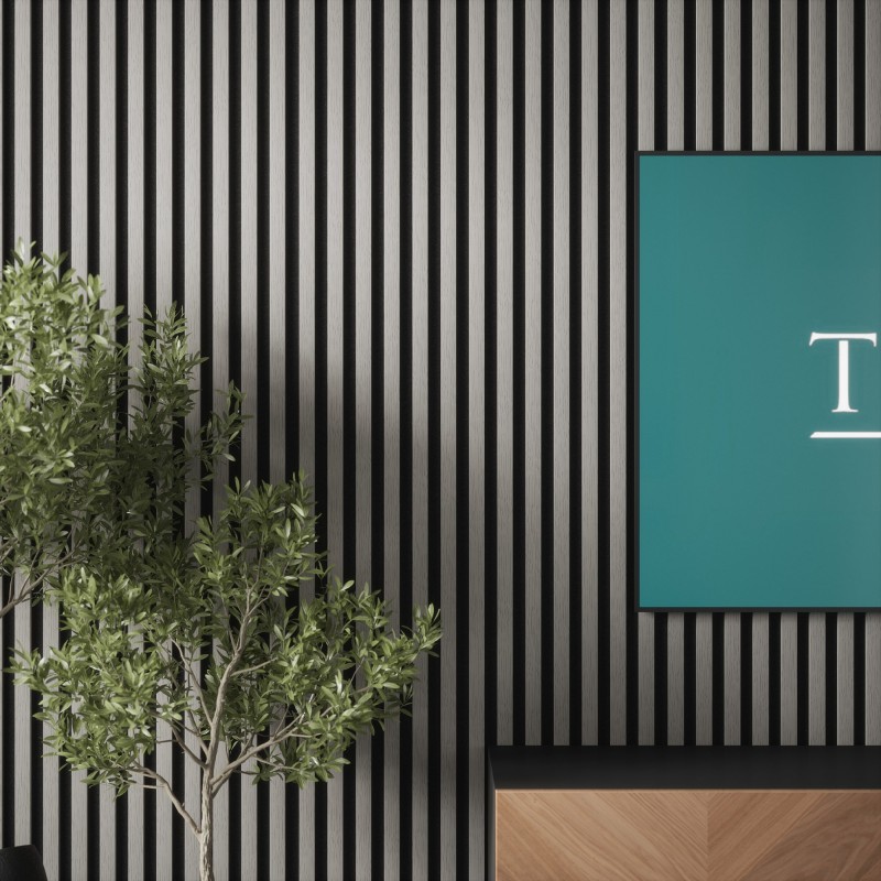 Tuscan Misty Grey Acoustic Slat Wall Panel - 2400mm x 608mm - Single