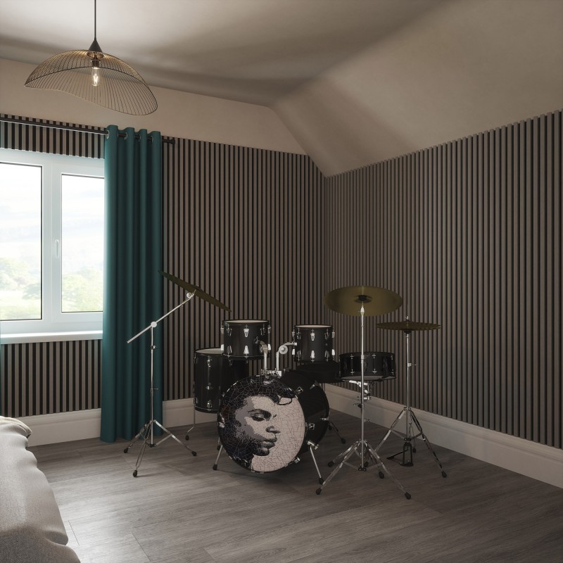 Tuscan Misty Grey Acoustic Slat Wall Panel - 2400mm x 608mm - Single