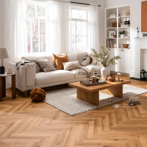 Luvanto Old English Oak - Premium Click Plus Herringbone Luxury Vinyl Flooring - 126mm x 630mm
