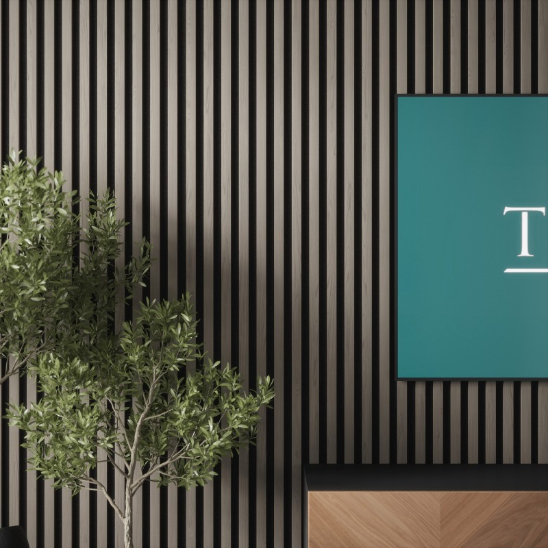 Tuscan Smoked Grey Acoustic Slat Wall Panel - 2400mm x 608mm - Single