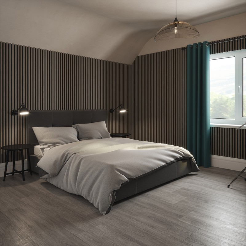 Tuscan Smoked Grey Acoustic Slat Wall Panel - 2400mm x 608mm - Single