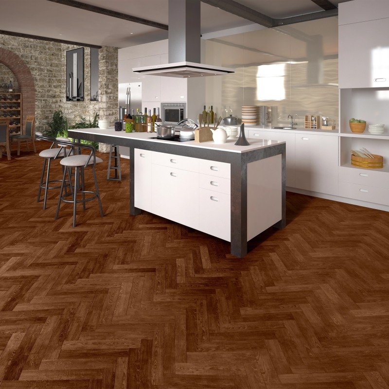 Luvanto Priory Oak - Click Plus Herringbone Luxury Vinyl Flooring - 126mm x 630mm - Insitu