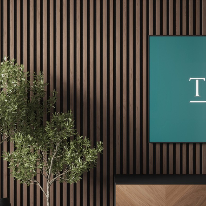 Tuscan Walnut Acoustic Slat Wall Panel - 2400mm x 608mm - Single