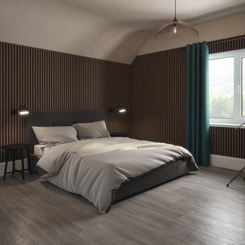 Tuscan Walnut Acoustic Slat Wall Panel - 2400mm x 608mm - Single