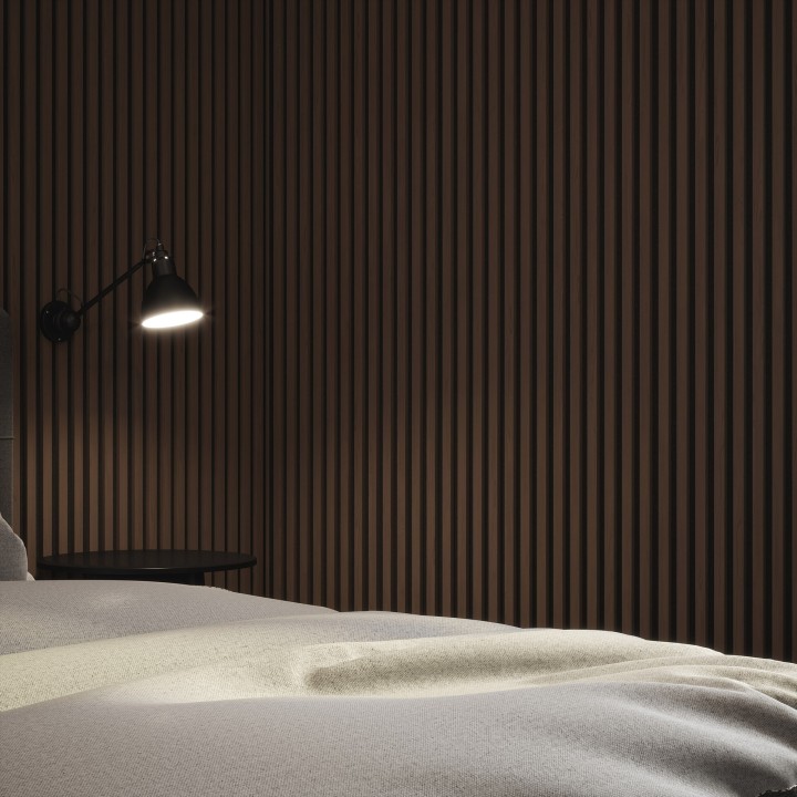 Tuscan Walnut Acoustic Slat Wall Panel - 2400mm x 608mm - Single