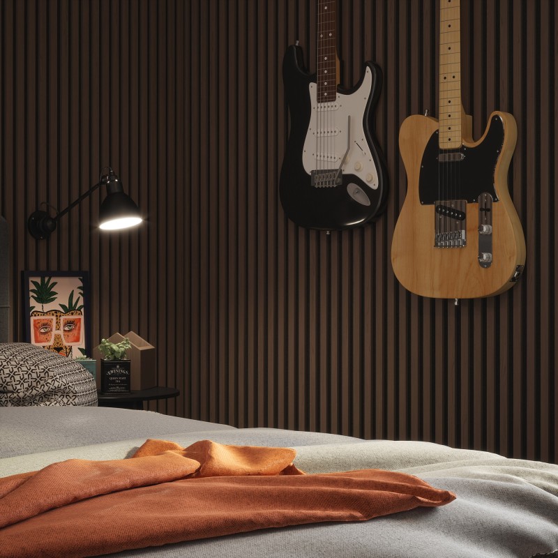 Tuscan Walnut Acoustic Slat Wall Panel - 2400mm x 608mm - Single