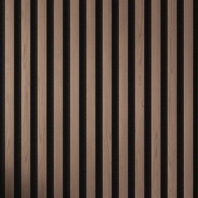 Tuscan Walnut Acoustic Slat Wall Panel - 2400mm x 608mm - Close Up