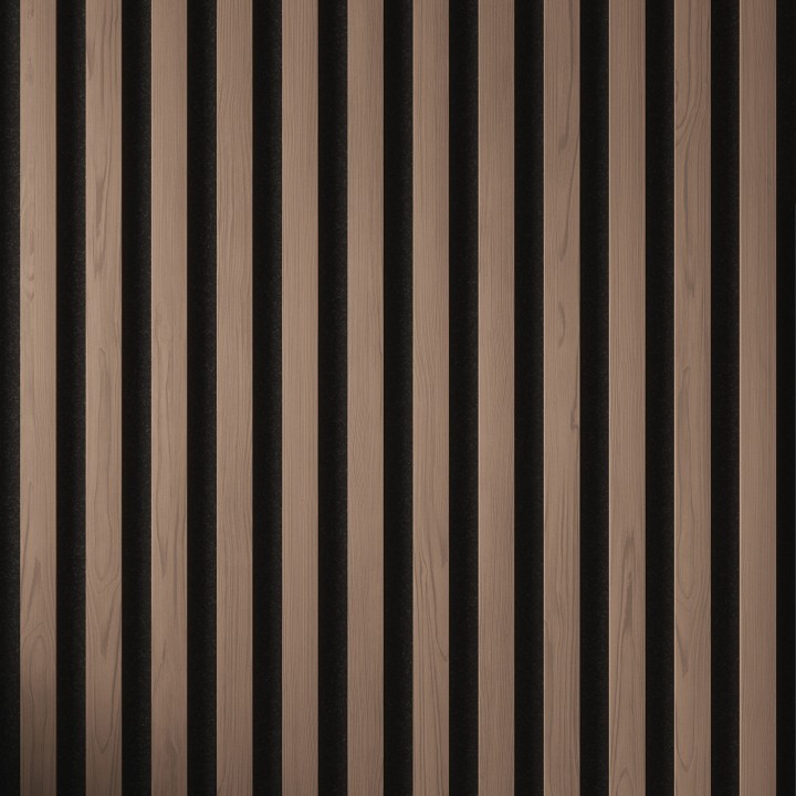 Tuscan Walnut Acoustic Slat Wall Panel - 2400mm x 608mm - Close Up
