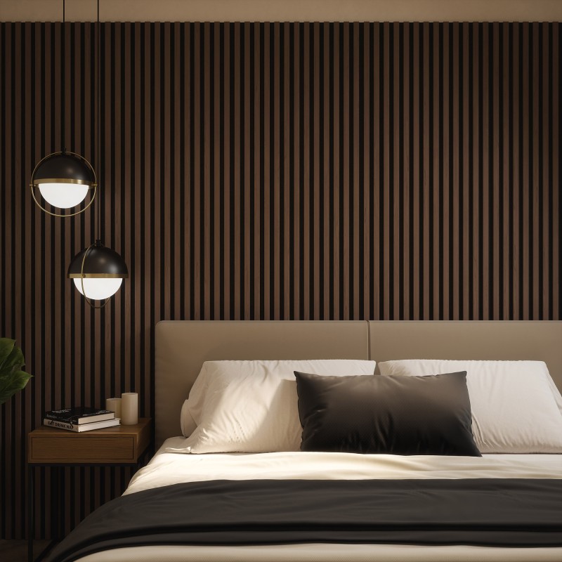 Tuscan Walnut Acoustic Slat Wall Panel - 2400mm x 608mm - Single