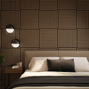 Tuscan Natural Oak Acoustic Slat Wall Square Tiles - 553mm (w) x 553mm (h) - Pack of 4